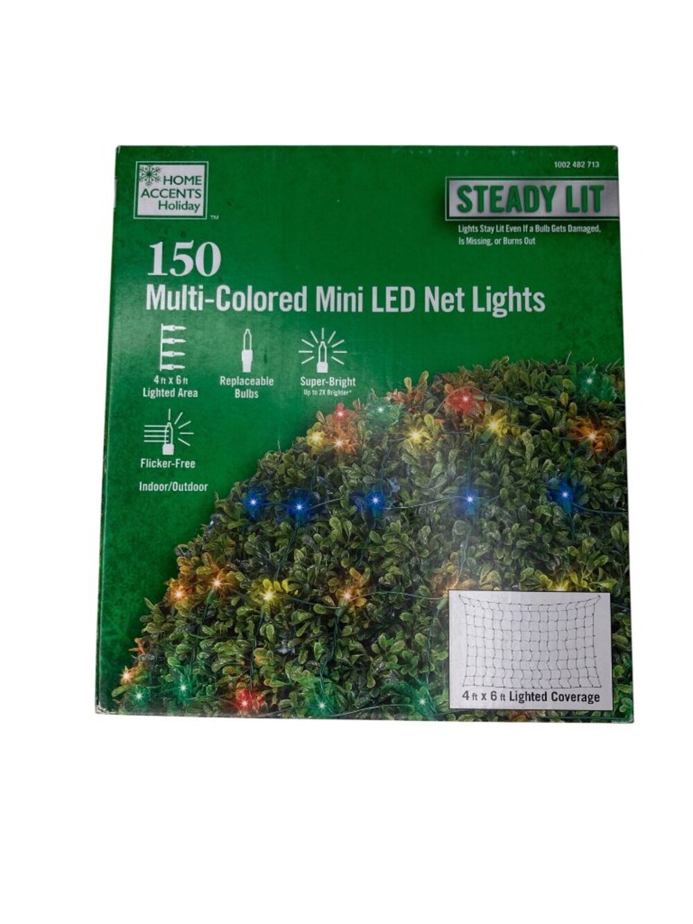 150 Multi Colored Mini LED Net Lights Steady Lit Indoor Outdoor 4x6 Super-Bright